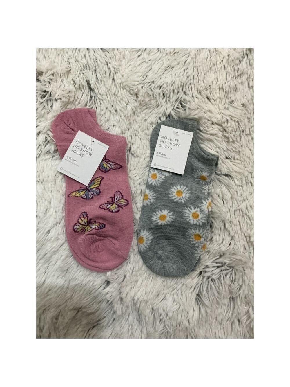 Kohl’s Women’s Novelty No Show Socks Set – Butterfly & Daisy Prints (NWT)